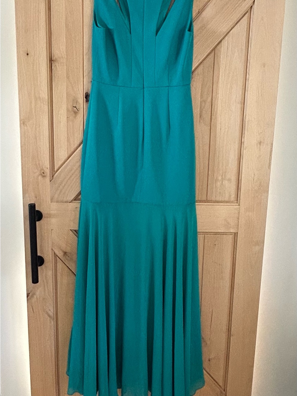 BCBGMaxAzria Teal Fitted-to-Flare Maxi Dress